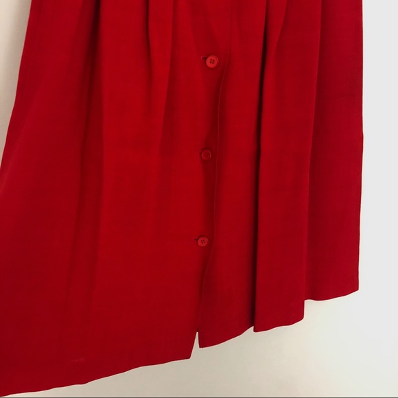SOLD YSL Vintage Red Button Front Midi Skirt - Picture 3 of 6
